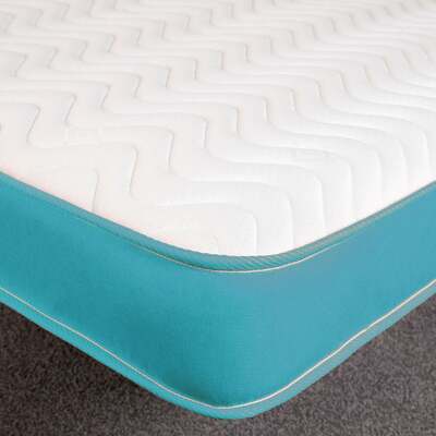 Starlight Beds™ 7" Deep Cool touch Luxurious soft Finish Memory Foam & Hybrid Spring Teal Blue Border Mattress - 4ft Small Double Mattress (120cm by 1