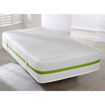 Starlight Beds 20cm Deep White and Green Border Quilted Memory foam and Open Coil Spring Mattress - 4ft Small Double Mattress (120cm by 190cm)
