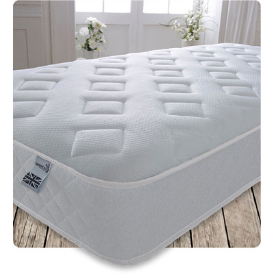 Starlight Beds 7.25" Deep Hybrid Diamond Quilted White Border with Memory Foam and Open Coil Spring Mattress - 4ft6 Double Mattress (135cm by 190cm)